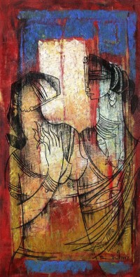 A. S. Rind, 18 x 36 Inch, Mixed Media on Canvas, Figurative Painting, AC-ASR-170